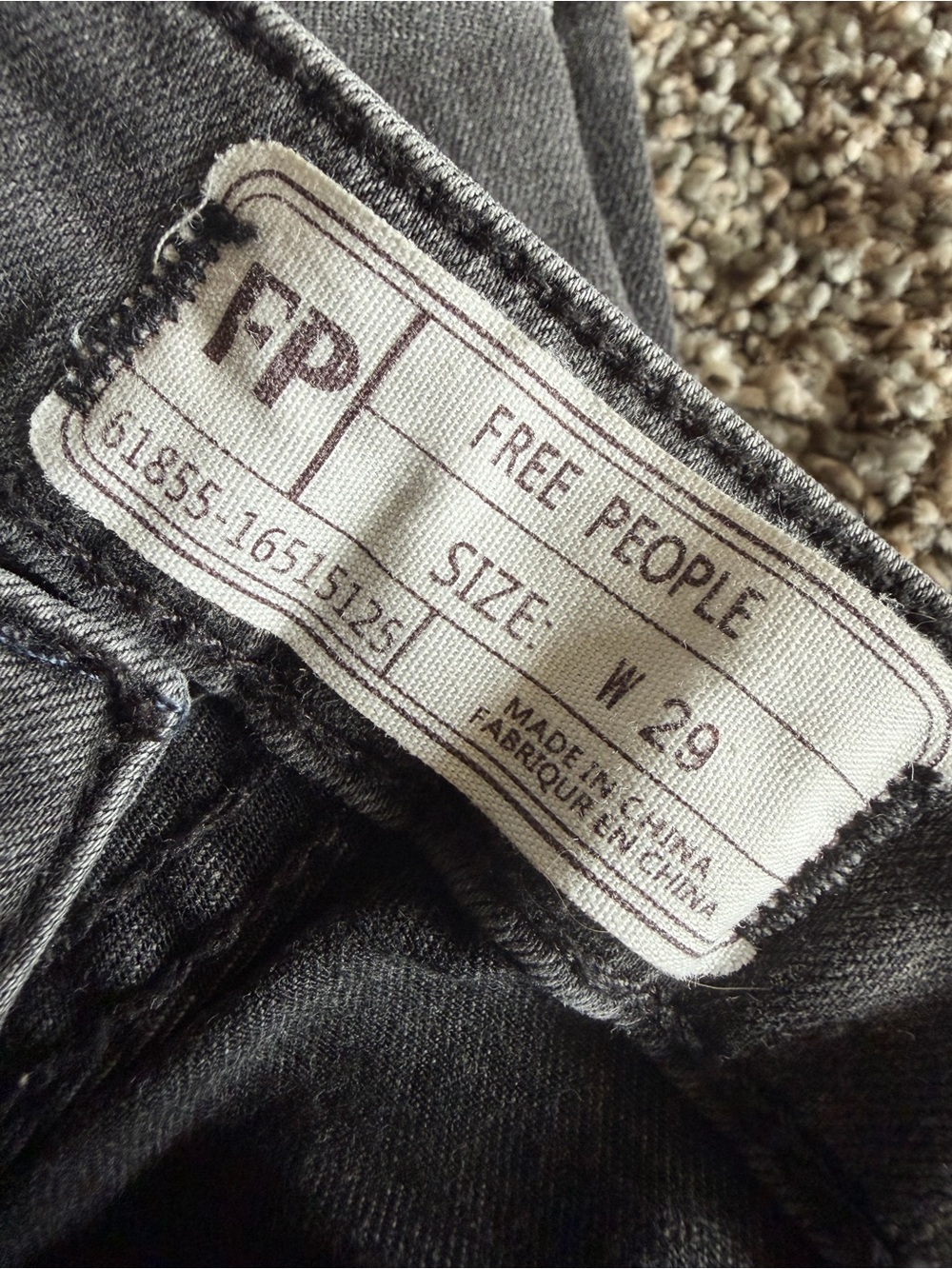 Free People Charcoal Black Denim Jeans bell bottom size 29